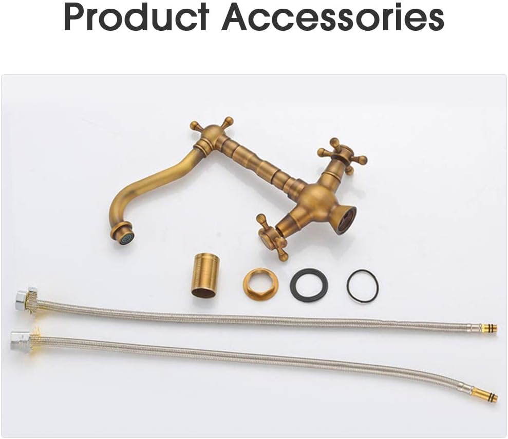 Antikes Messing Küchenarmatur, Retro Gold Wasserhahn für Küchen und Bad Waschbecken, Mischbatterie f