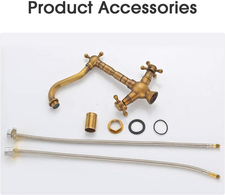 Antikes Messing Küchenarmatur, Retro Gold Wasserhahn für Küchen und Bad Waschbecken, Mischbatterie f