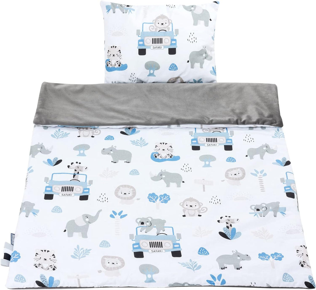 Bellochi Multifunktional Baby Decke Set - Doppelseitig Baby Bettwäsche 75x100 cm und Kissen 30x40cm