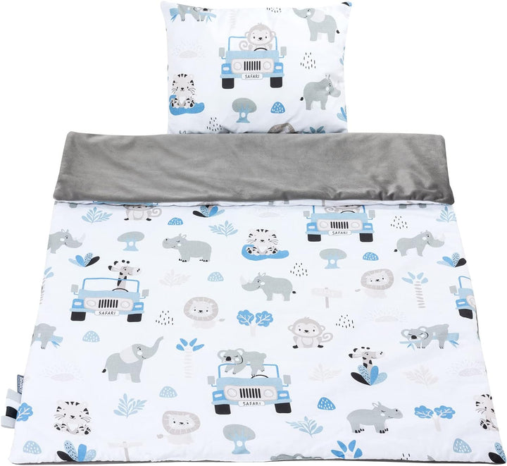 Bellochi Multifunktional Baby Decke Set - Doppelseitig Baby Bettwäsche 75x100 cm und Kissen 30x40cm