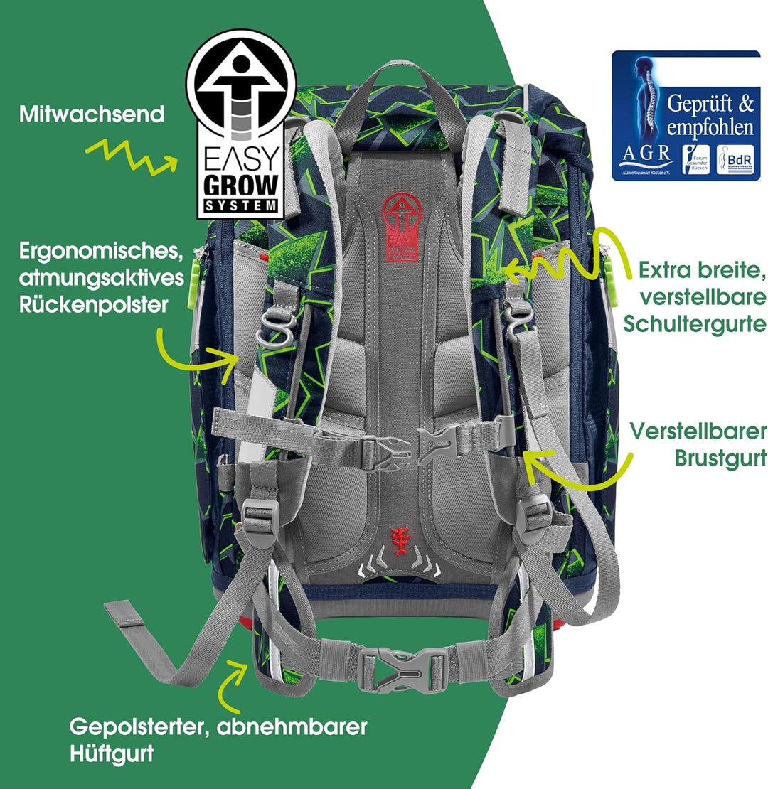 Step by Step Schulranzen-Set 2IN1 Plus „Wild T-Rex Taro“ 6-teilig, ergonomischer Tornister, höhenver