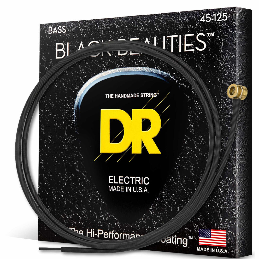 DR Strings Bass-Saiten Black Beauties, Bass-Seiten vernickelt, schwarz beschichtet, auf rundem Kern,