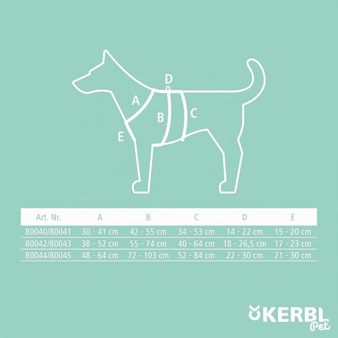 Kerbl Pet Panikgeschirr, Hundegeschirr, Petrol, Halsulmfang 48-64cm, Gurtbreite 25mm, für ängstliche