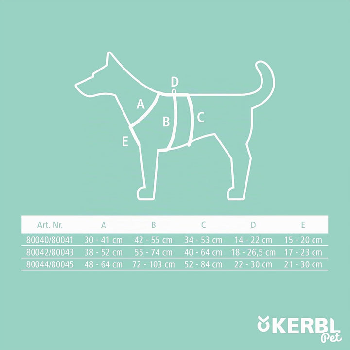 Kerbl Pet Panikgeschirr, Hundegeschirr, Petrol, Halsulmfang 48-64cm, Gurtbreite 25mm, für ängstliche