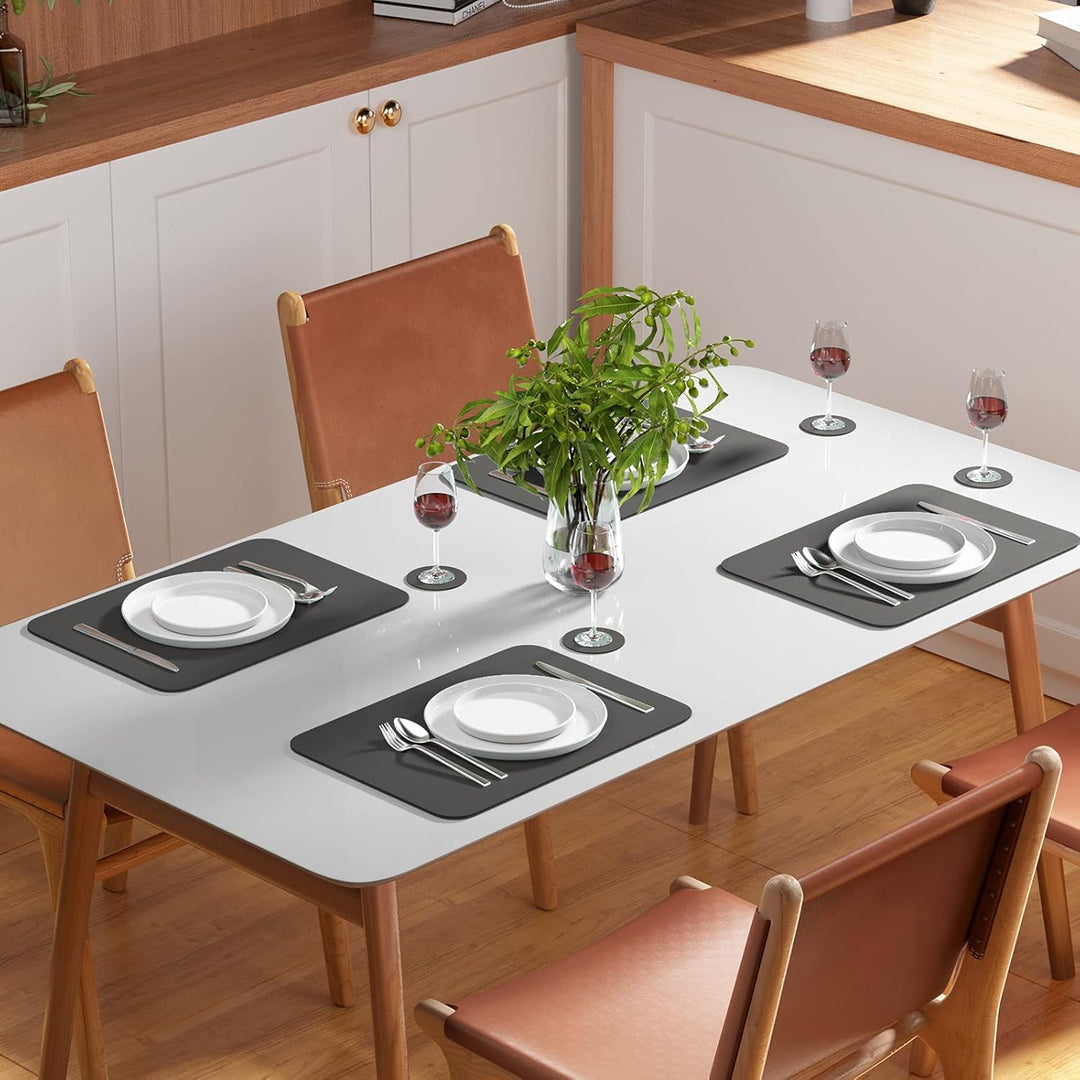 BANNIO 6er Set Tischsets Abwaschbar,Abwischbar Lederoptik Platzset und Untersetzer,Wasserdicht PVC P