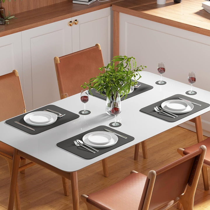 BANNIO 6er Set Tischsets Abwaschbar,Abwischbar Lederoptik Platzset und Untersetzer,Wasserdicht PVC P