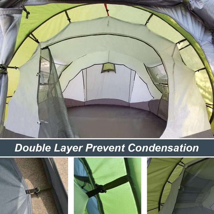 Zelt 4-6 Personen Wasserdicht, Pop up Zelte Familienzelt [5 Fenster] Riesiges Camping Zelt Doppelwan