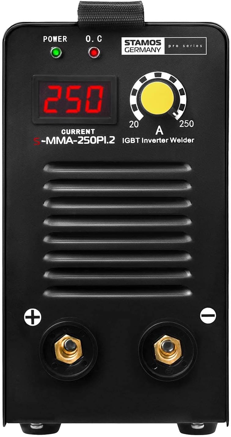 Stamos Germany Elektroden Schweissgerät Inverter S-MMA-250PI.2 E-Hand MMA - 250 A - 8 Meter Kabel -