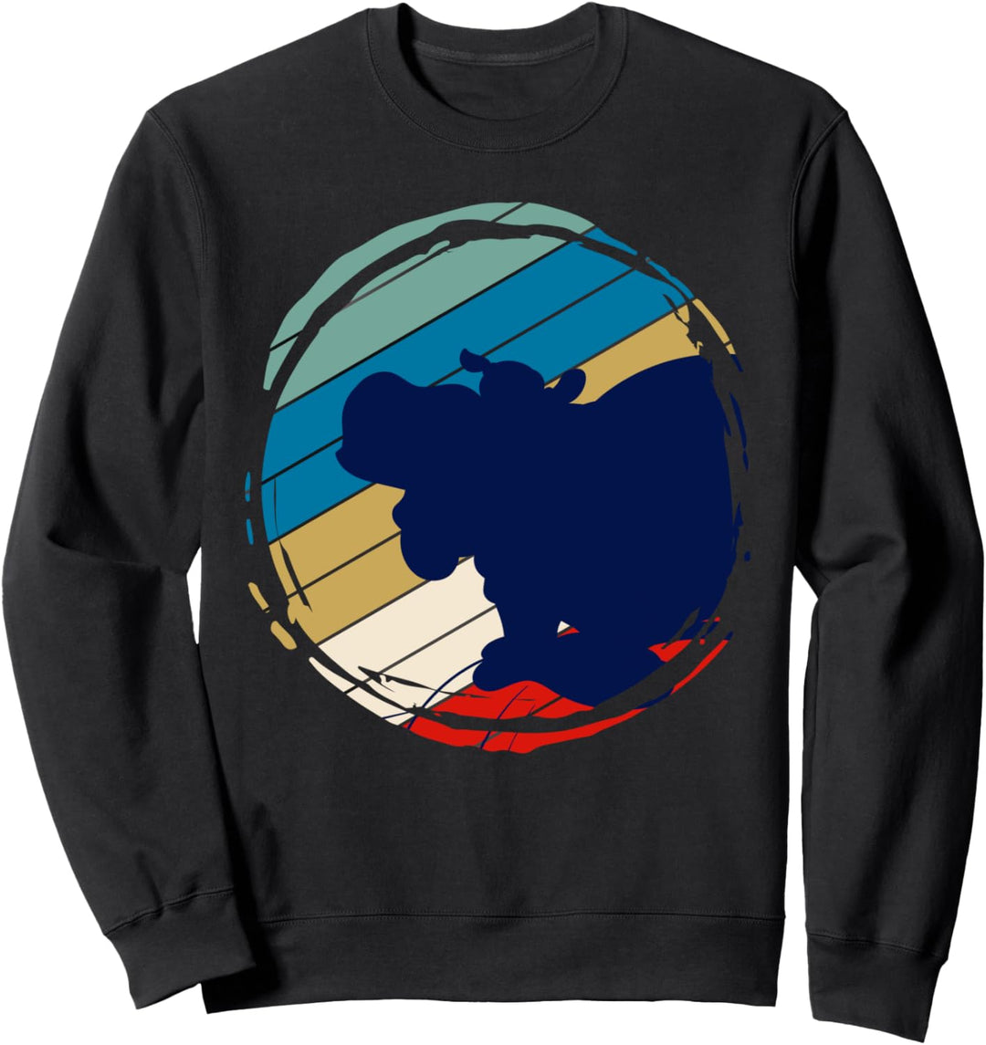 Afrika Safari Zoo Tier Nilpferd Geschenk Retro Hippo Sweatshirt