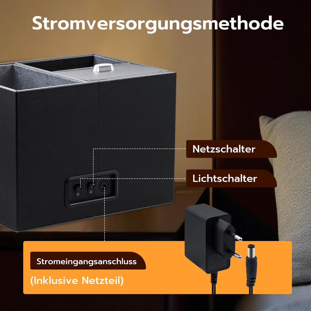 Mcbazel Multifunktionaler Uhrenbeweger für 2 Uhren, automatische Uhrenanzeige LED-Licht Schmuckaufbe