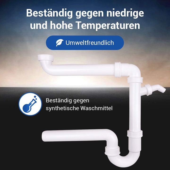 AQUADE Röhrengeruchsverschluss 1 1/2 Zoll Raumsparsiphon mit waagerechtem Abgang 40 mm und 1 Abwasse