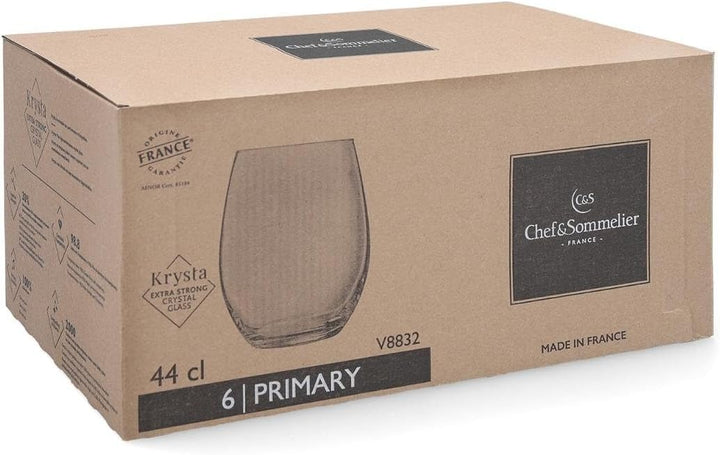 Chef & Sommelier Primary Krysta Eco Gläser, 6 Stück, 44 cl, kühlschrankgeeignet, nicht mikrowellenge