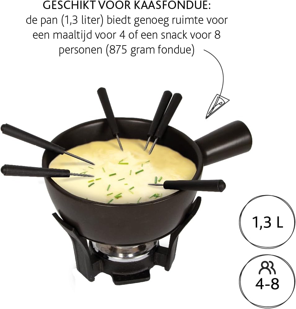 Boska Fondue-Set Nero/robuster Look / 1,3 L/Keramik/Gusseisen/Silber/Schwarz / 290 x 200 x 160 mm 30