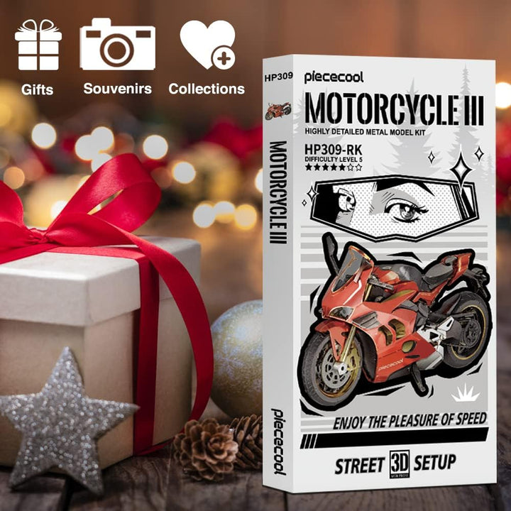 Piececool 3D Puzzle Metall, Motorrad für Modellbausatz Erwachsene, 3D-Puzzles zu Bauen, BAU, Bastel-
