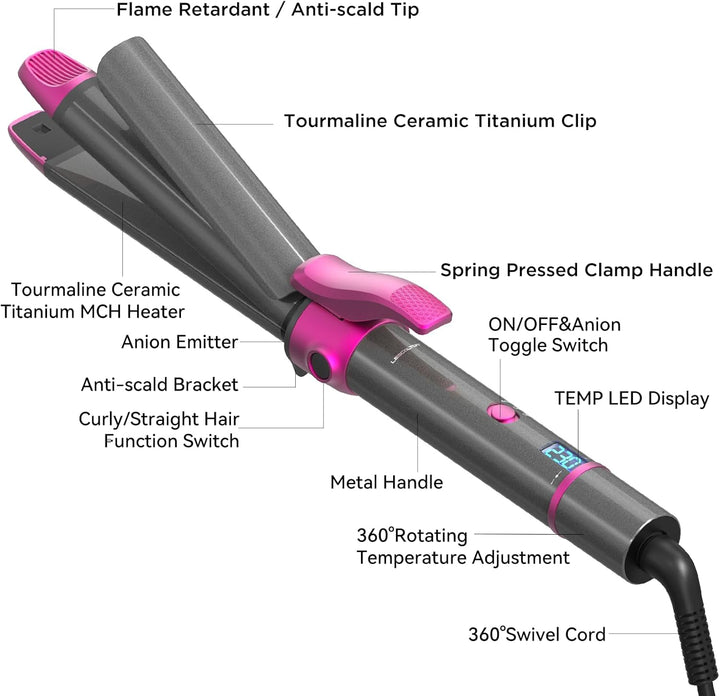 Lescolton glätteisen und lockenstab 2 in 1 Flacher Lockenstab für Frauen Schnelles Styling, Verbrühs