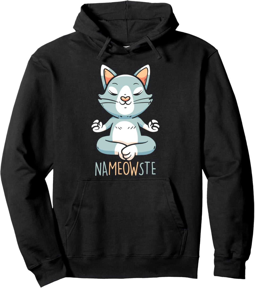 Nameowste Meditierende Süsse Katze Meditation Yoga Haustier Pullover Hoodie