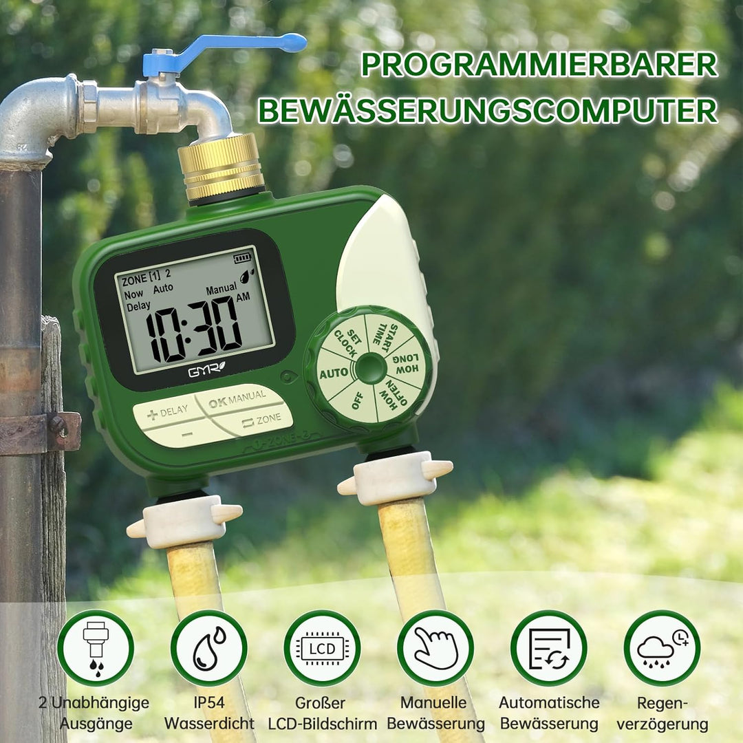 GMR Bewässerungscomputer mit Messingeinlass, Bewässerungssteuerung für Gartenschlauch, Bewässerungsu