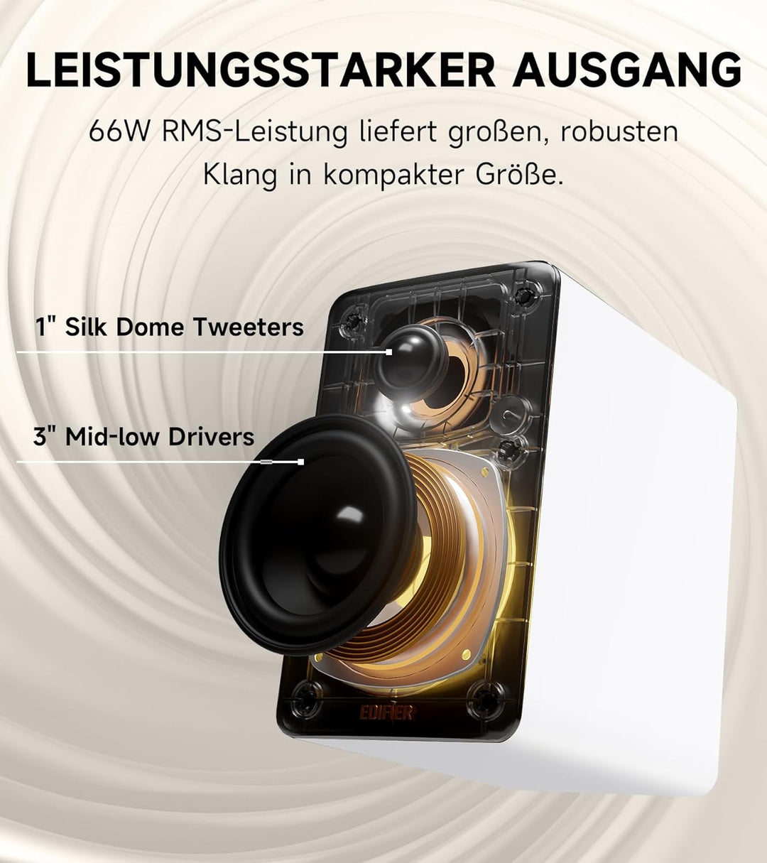 Edifier M60 Multimedia-Lautsprecher Bluetooth 5.3, 66W RMS, Hi-Res Audio & Hi-Res Wireless Audio, LD