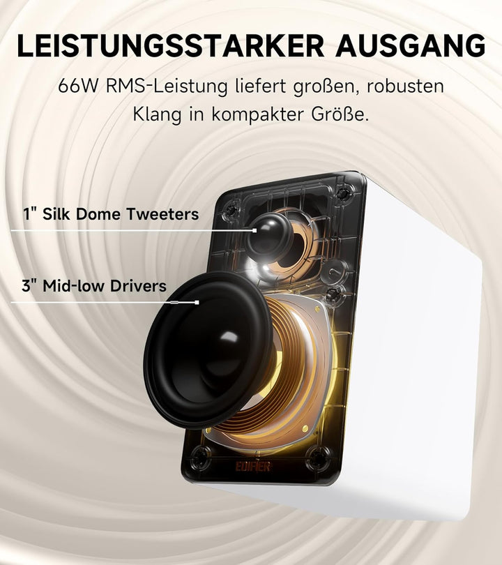 Edifier M60 Multimedia-Lautsprecher Bluetooth 5.3, 66W RMS, Hi-Res Audio & Hi-Res Wireless Audio, LD