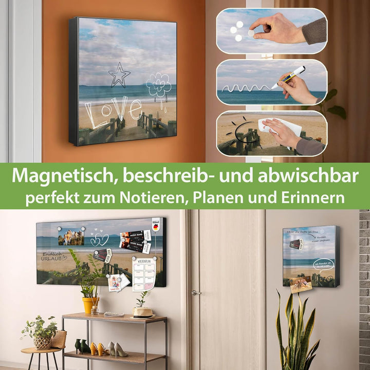 banjado Grosser Schlüsselkasten Glas - Schlüsselbox 30x30cm mit 50 Haken - Schlüsselkasten modern fü