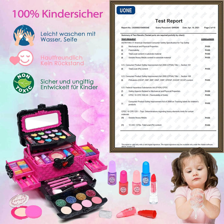 Kinderschminke Set Mädchen Schminkkoffer Mädchen- Sicheres und Waschbares Schminke Kinder Mädchen, E