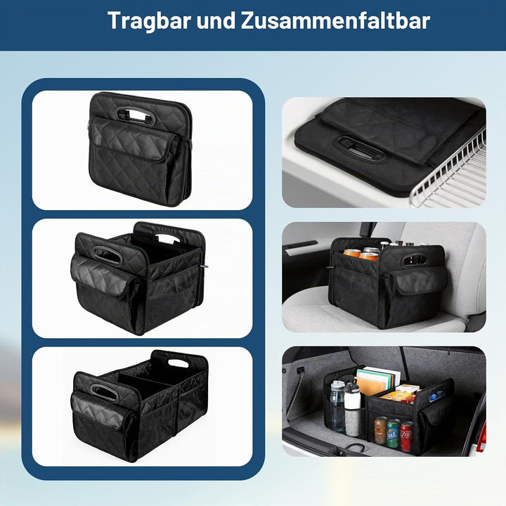 Kofferraum Organizer – 50L Faltbarer Autos Kofferraumtasche mit 7 Taschen, 840D Oxford-Stoff- und Ba