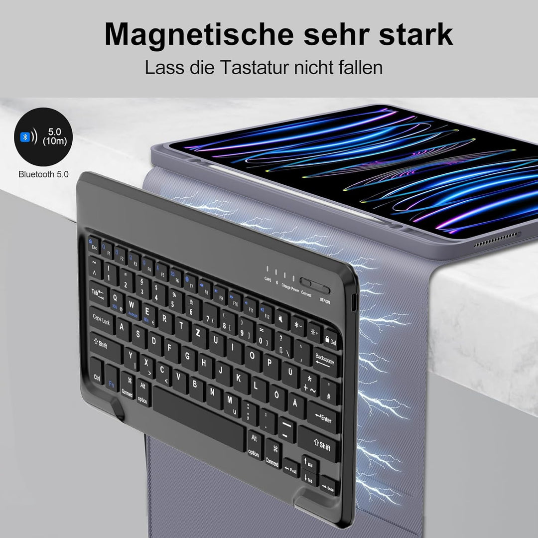Für iPad Pro 12,9 Hülle mit Tastatur, für iPad Pro 12,9" 3-6. Gen (2018-2022) Modelle (A1980/A2435 u