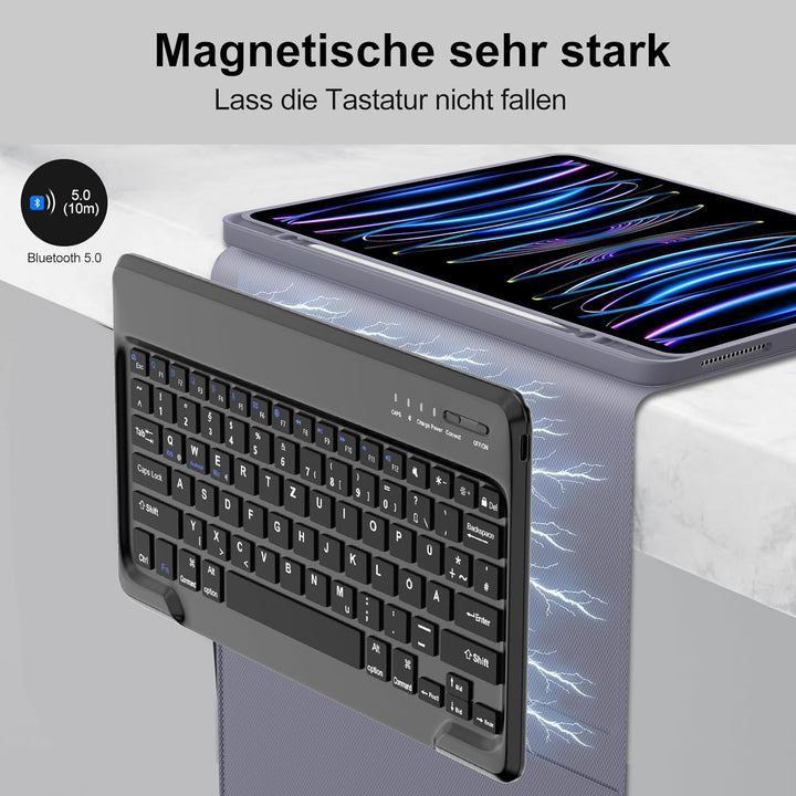 Für iPad Pro 12,9 Hülle mit Tastatur, für iPad Pro 12,9" 3-6. Gen (2018-2022) Modelle (A1980/A2435 u