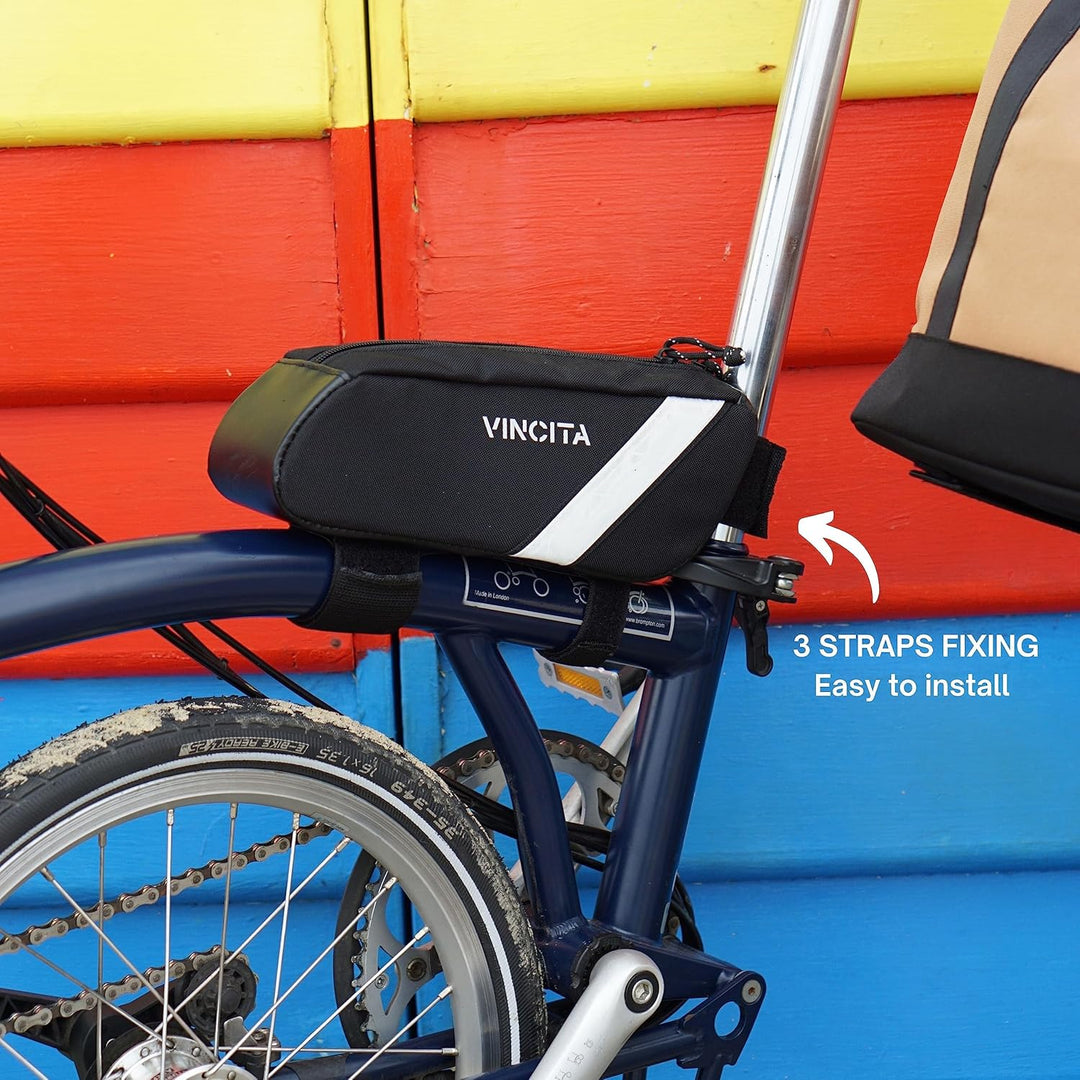 Vincita Voyage Rahmentasche für Brompton-Fahrrad (schwarz, klein) – 1 l Brompton Fahrradzubehör S Sc