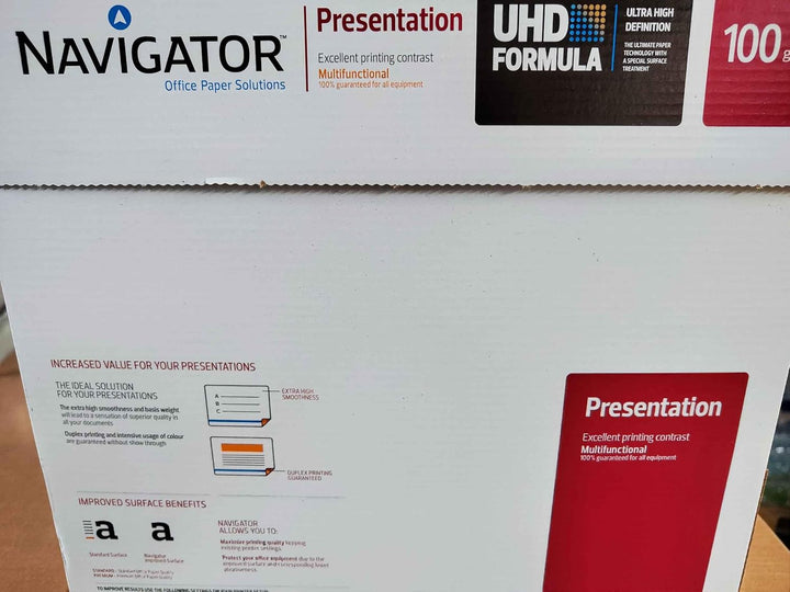 Igepa Navigator Presentation Kopierpapier A4 100g weiss sehr hohe Weisse, 5x500 Blatt (2500 Blatt) S
