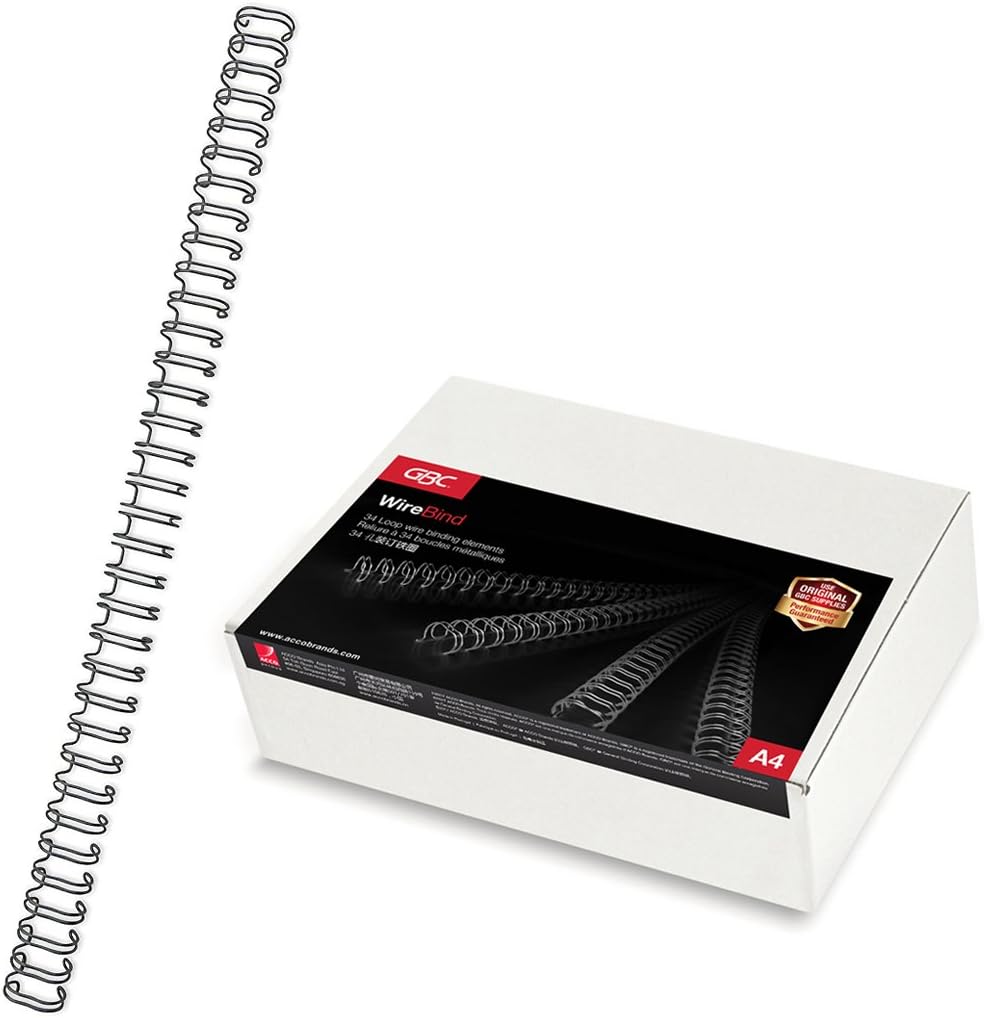 GBC WireBind 414627 Drahtbinderücken, 100 Stück, 12.5mm, schwarz schwarz 12.5mm, schwarz 12.5mm