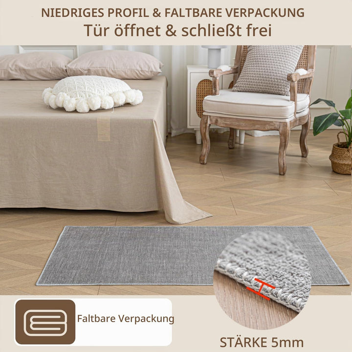 Evitany Kurzflor Teppiche Wohnzimmer, Weiche Pflegeleicht Anti-Rutsch Teppich Grau Waschbar Kurzflor