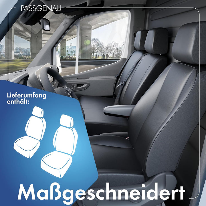 Walser Transporter Sitzbezüge Auto kompatibel mit Mercedes-Benz Viano/Vito, 2 Einzelsitze mit Armleh