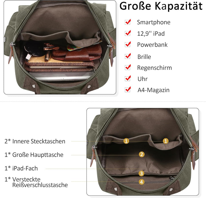 DORRISO Brusttasche Herren Mode Grosse Kapazität Schultertasche für 10,9 Zoll iPad mit Griff Mehrere