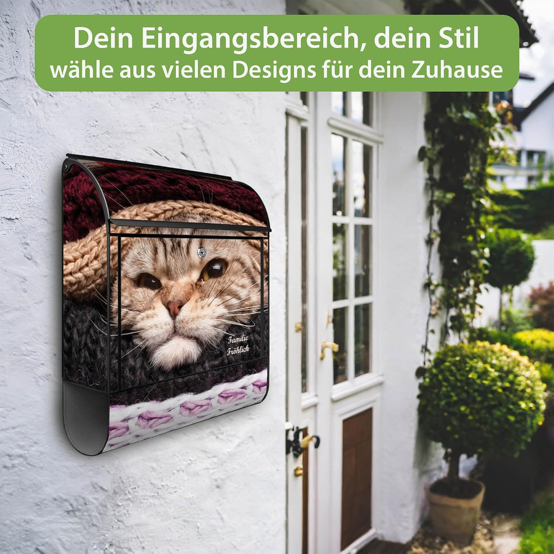 banjado Design Briefkasten personalisiert 38,5x46,5x13cm & 2 Schlüssel - Briefkasten Stahl Schwarz Z
