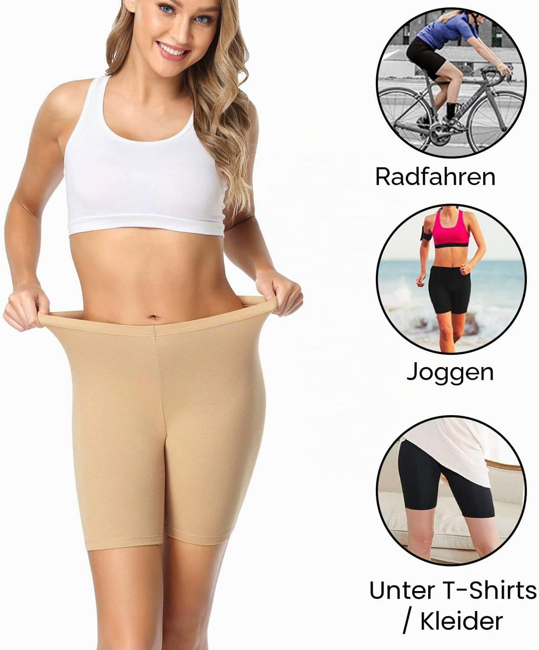 wirarpa Radlerhose Damen Kurz Baumwolle Boxershorts Unter Kleid Rock Unterhosen mit Bein Anti Scheue
