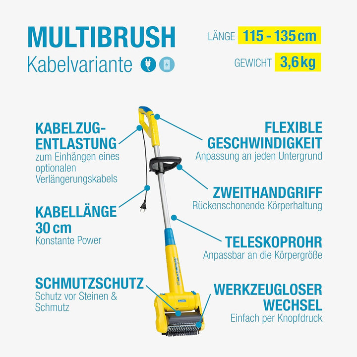 GLORIA MultiBrush speedcontrol - Multifunktionale Elektro-Bürste | Unkrautentferner | Nutzbar als St