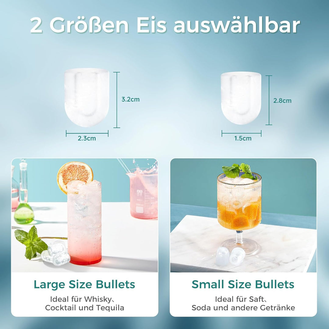Eiswürfelmaschine Klein, Eiswürfelbereiter Ice Cube Maker, 9 Würfel in 6 Minuten fertig, Eiswürfelma