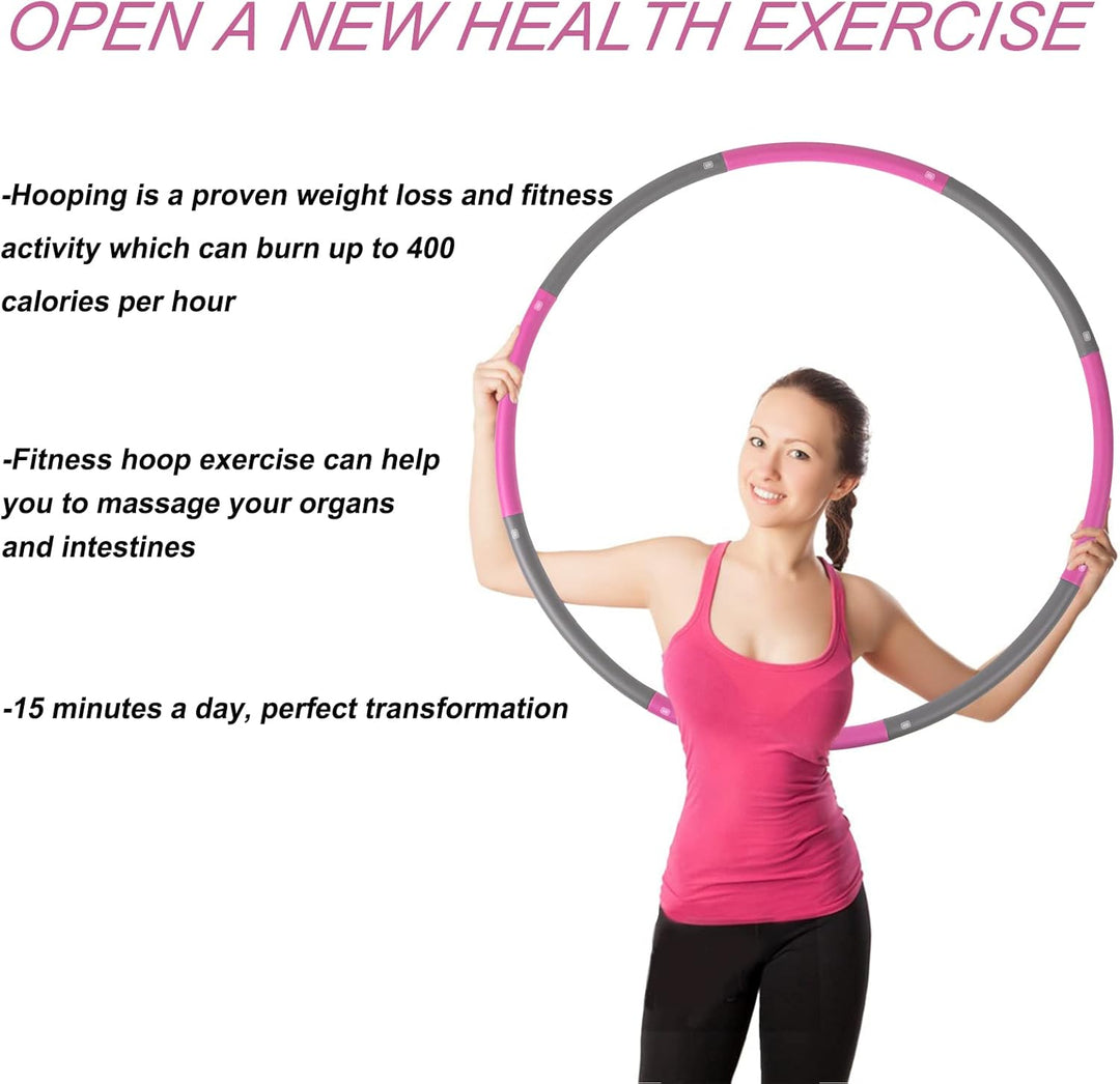 NEOWEEK Exercise Hoop for Adults, Weighted Fitness Hoop for Exercise-2lb, 8 Section Detachable Desig