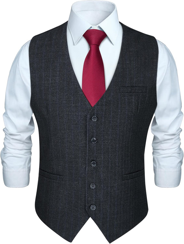 HISDERN Karierte Weste Herren Formale Klassische Weste Baumwolle Hochzeit Hahnentritt Anzugweste XS