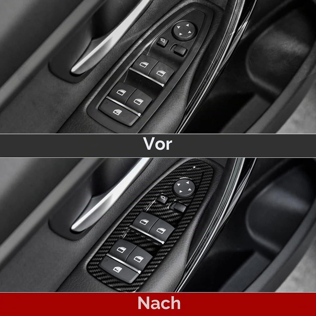 4PCS Auto Fenster Schalter Abdeckung Cover Carbon Fiber Aufkleber ABS Fenstersteuerungsschalter komp
