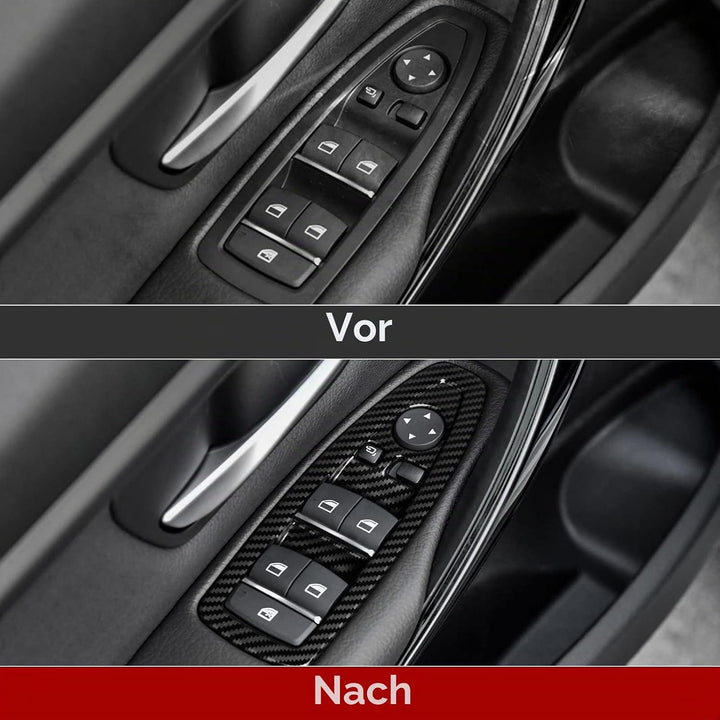 4PCS Auto Fenster Schalter Abdeckung Cover Carbon Fiber Aufkleber ABS Fenstersteuerungsschalter komp