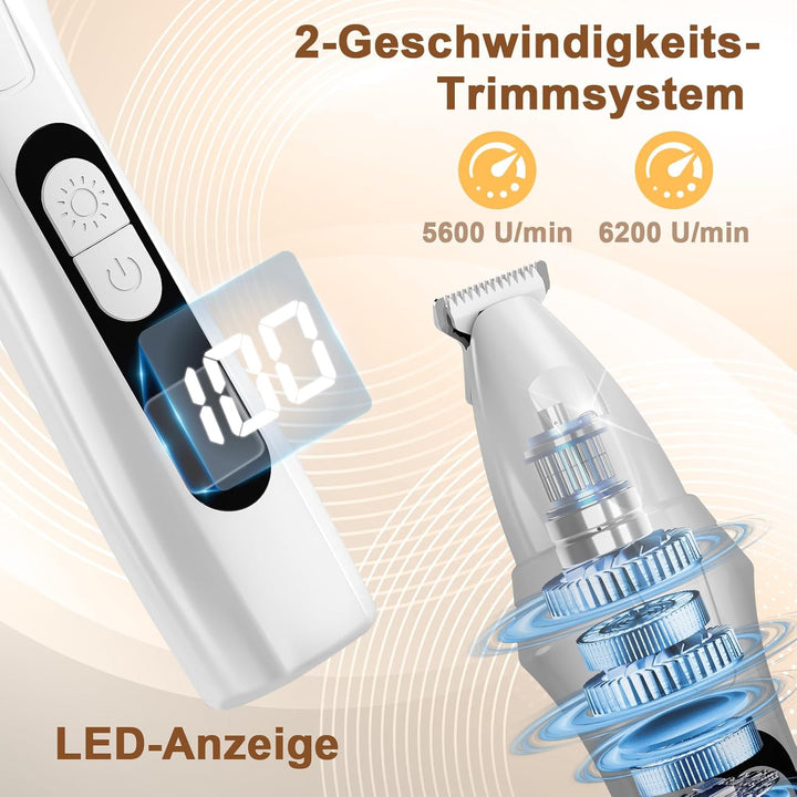 PawTrim Pro Pfotentrimmer für Hunde -Superleise, Wiederaufladbar mit LED & 100% Digitalanzeige. Kabe