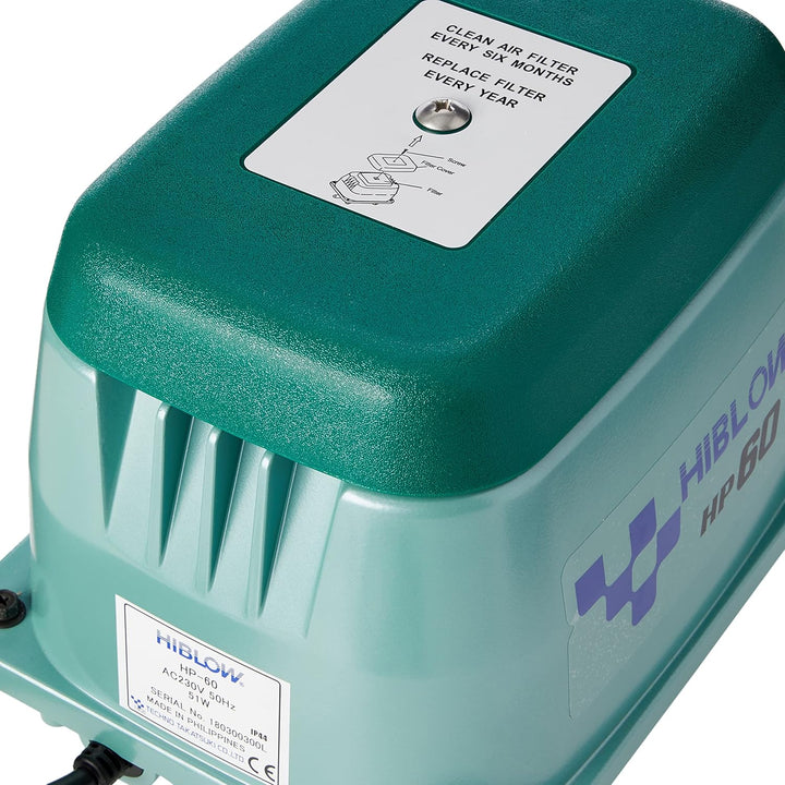 HiBlow Luftpumpe HP-60 60l/min bei 1,3m, Ausgang 18mm, 51