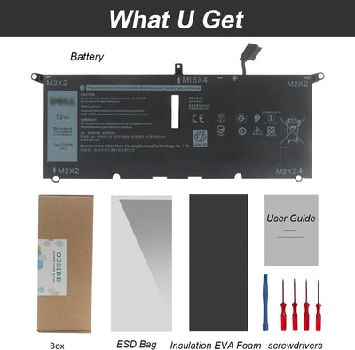 OUSIDE DXGH8 Laptop Akku für Dell XPS 13 9370 9380 0H754V FHD 13-9370-D1705S Series Notebook G8VCF P