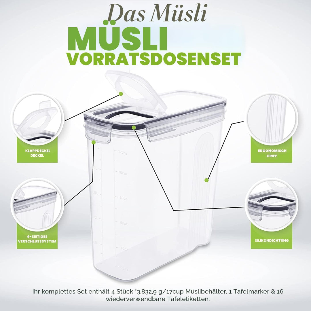 KICHLY Vorratsdosen (Set 2) -BPA freier Kunststoff Luftdichte Aufbewahrungsbehälter Aufbewahrungsbox