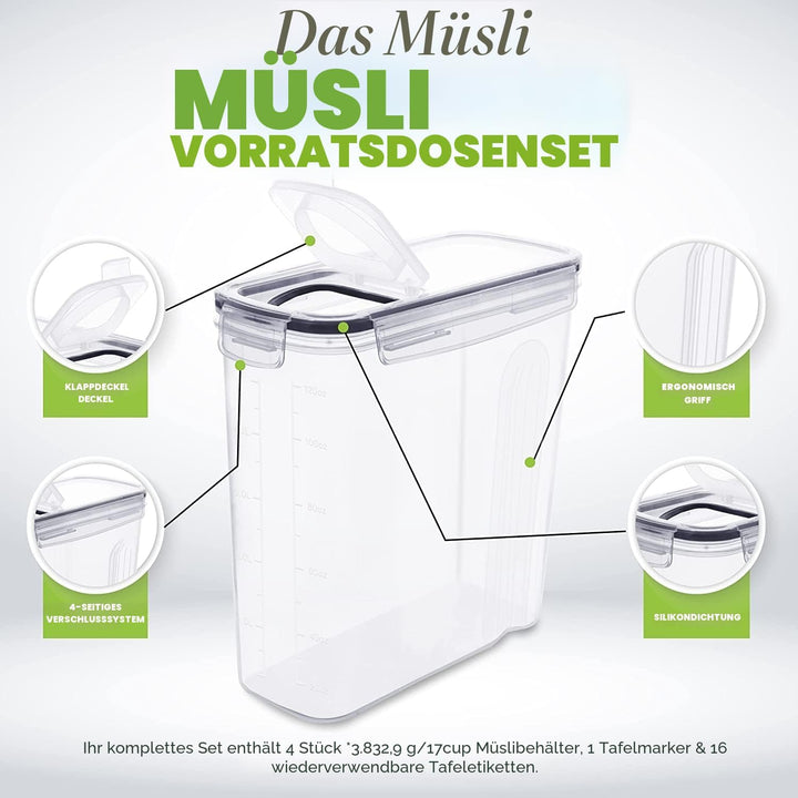 KICHLY Vorratsdosen (Set 2) -BPA freier Kunststoff Luftdichte Aufbewahrungsbehälter Aufbewahrungsbox