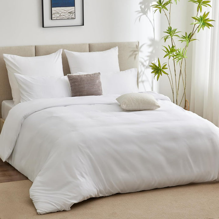 WAVVE Bettwäsche 220x240 3 teilig Weiss - Bettbezug 220 x 240 Set mit Kissenbezüge 65x65 cm, Bettwäs