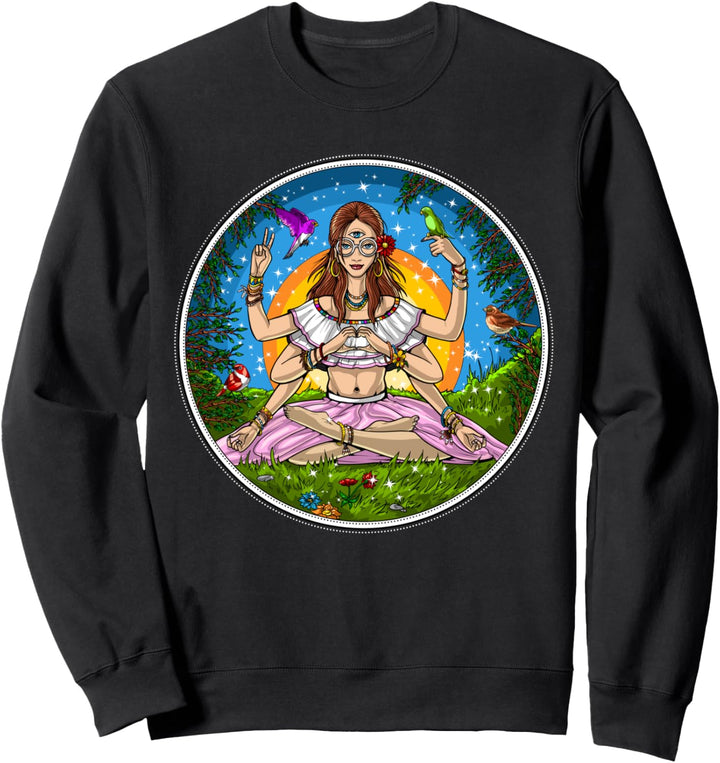 Psychedelische Hippie Yoga Meditation Natur Wald Spirituell Sweatshirt