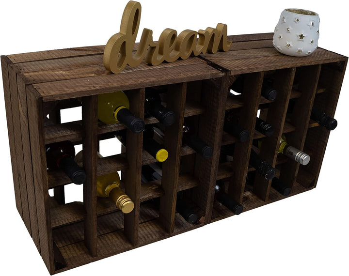 Kistenkolli Altes Land Weinregal 16er weiss/dunkel Masse 40x40x27cm Weinregal (dunkel)